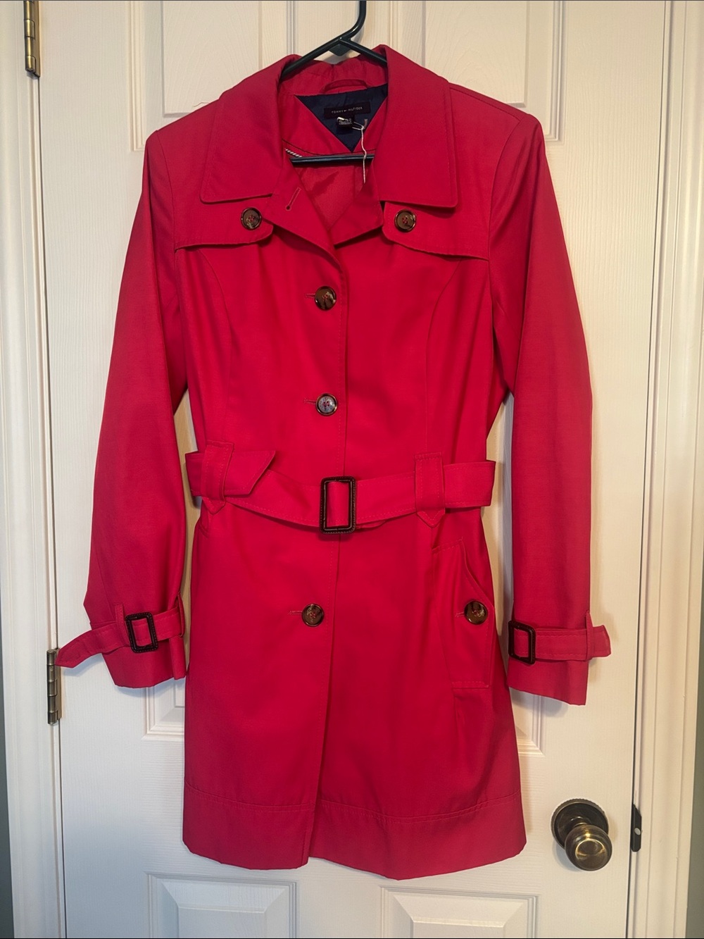 Tommy Hilfiger Red Belted Trench Coat